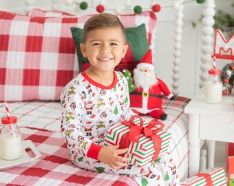 Boys Christmas pajamas/ Christmas pjs for boys / Christmas jammies for boys / baby boy pajamas for Christmas/ Boys Santa Clause Pj's