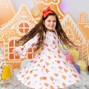 Girls Christmas Dress: Gingerbread Cookie Holiday Party Outfit