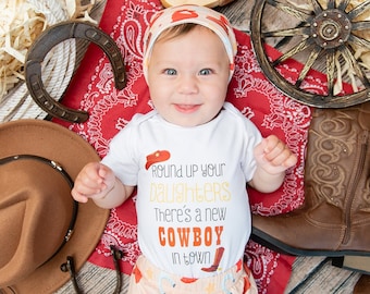 Newborn Cowboy Outfit: Baby Boy Bodysuit, Hat & Pants