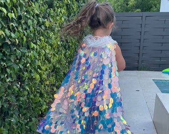 Girl’s Halloween cape / Toddler mermaid tail/ Superhero cape / Sparkly princess cape/ cloak