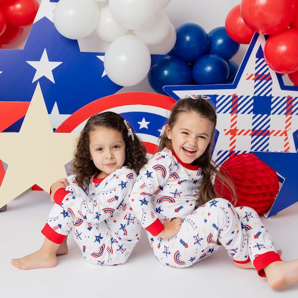 kids 4th of July pajamas / matching sibling pj's / 4th of July pajamas for girls and boys / Baby 4th of July jammies / Independence day pj's