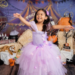 Deguisement Robe Princesse Fille Encanto Crew Neck Manches Longues Imprimé  avec Sac Cosplay Fête d'Halloween
