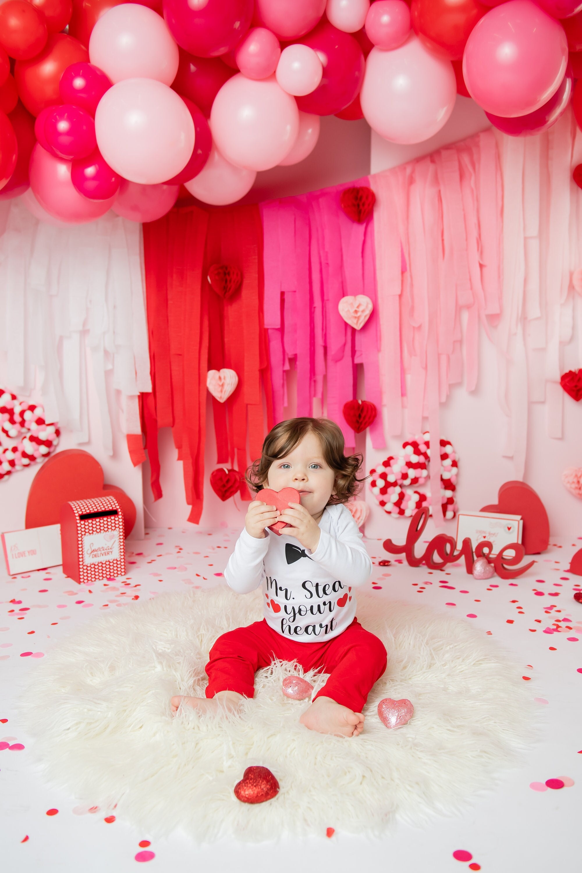 Newborn Boy Valentine's Day Outfit: Beanie, Bodysuit & Pants