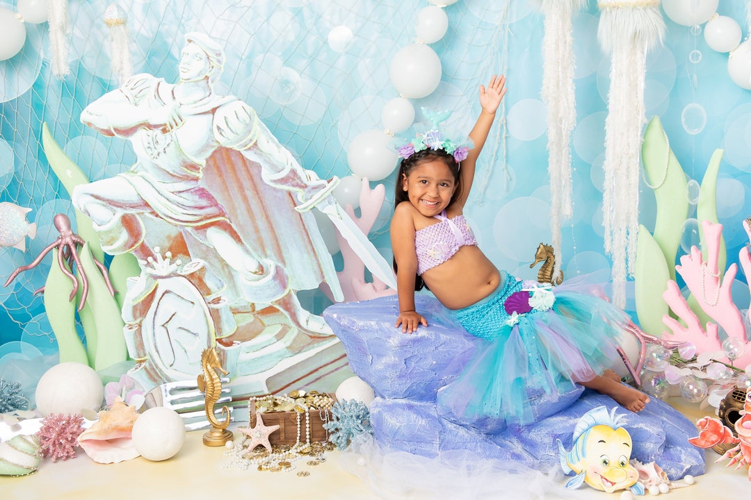 little mermaid tulle dress ARIEL dress with tutu in purple and teal