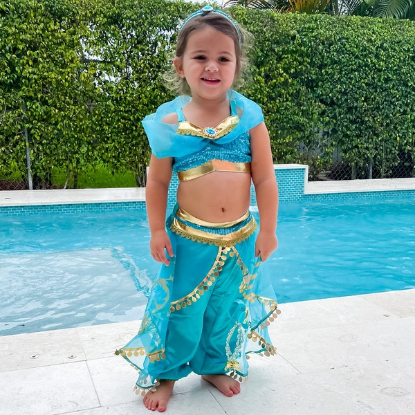 Déguisement princesse Jasmine / Déguisement d'Halloween pour fille / Princesse Jasmine pour fille / Déguisement mille et une nuits pour enfants / Déguisement Aladdin