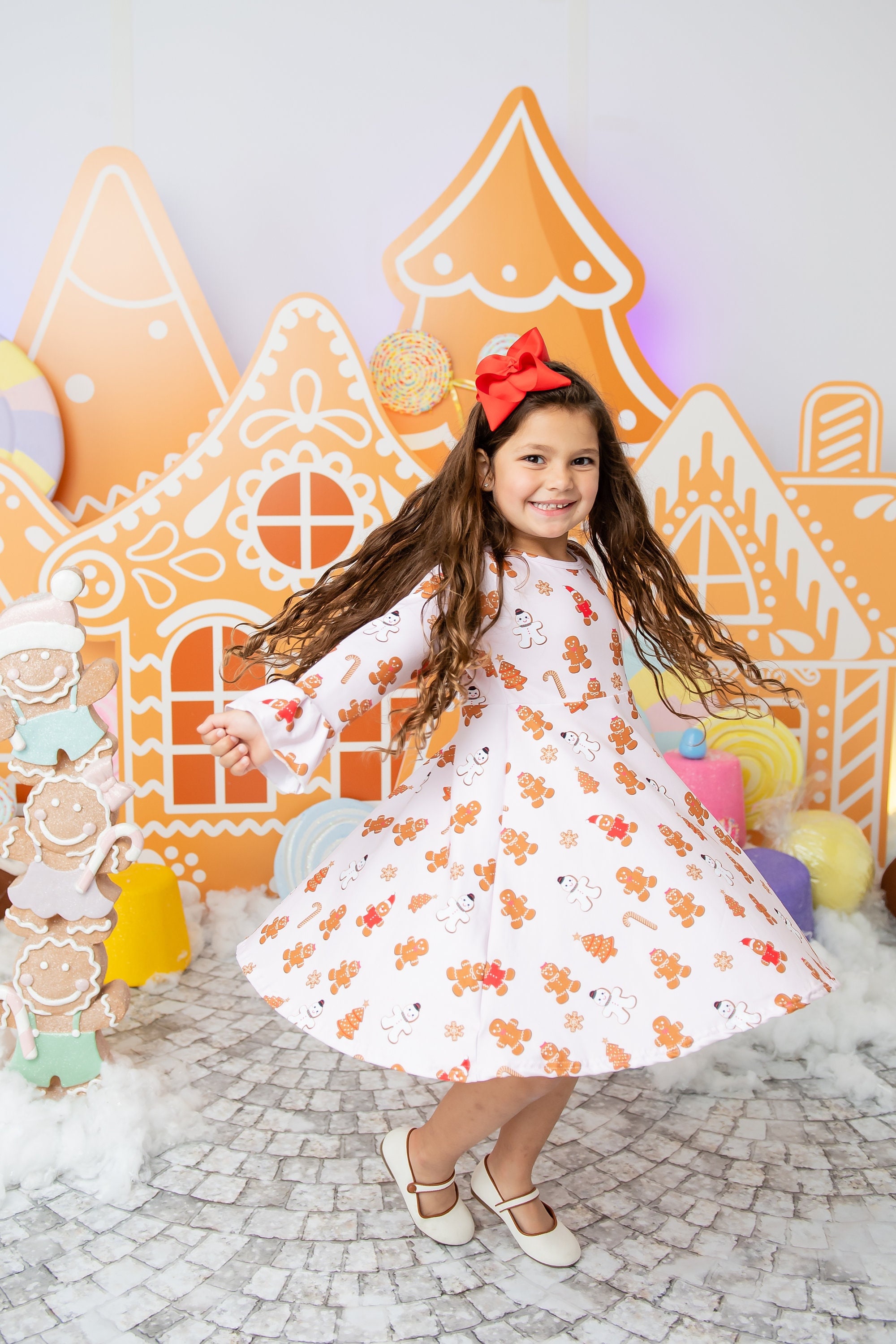 Girls Christmas Dress: Gingerbread Cookie Holiday Party Outfit