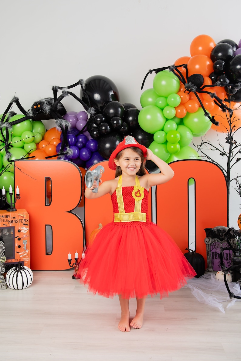 Girls Firefighter Costume Dress: Halloween Cosplay image 1