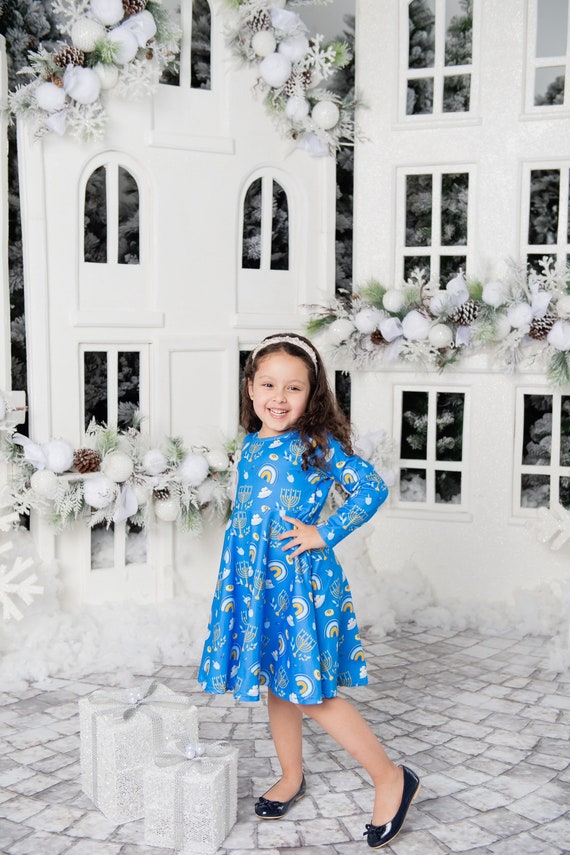 a line hanukkah dress Girls Hanukkah dress/ Hanukkah gift for girl's / Festival of Lights dress/ jewish dress / Judaism dress / Hanukkah