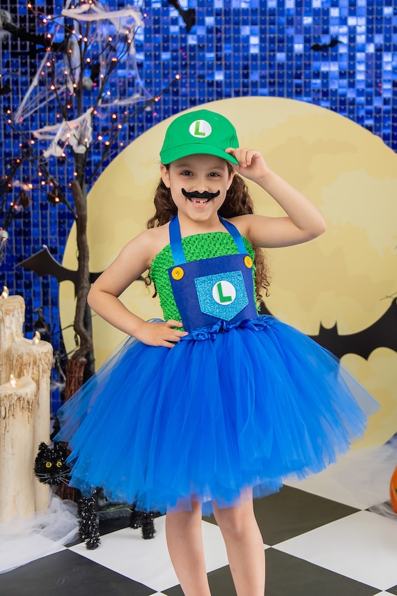 Girls Luigi Tutu Dress: Super Mario Bros Halloween Costume With Hat - Etsy