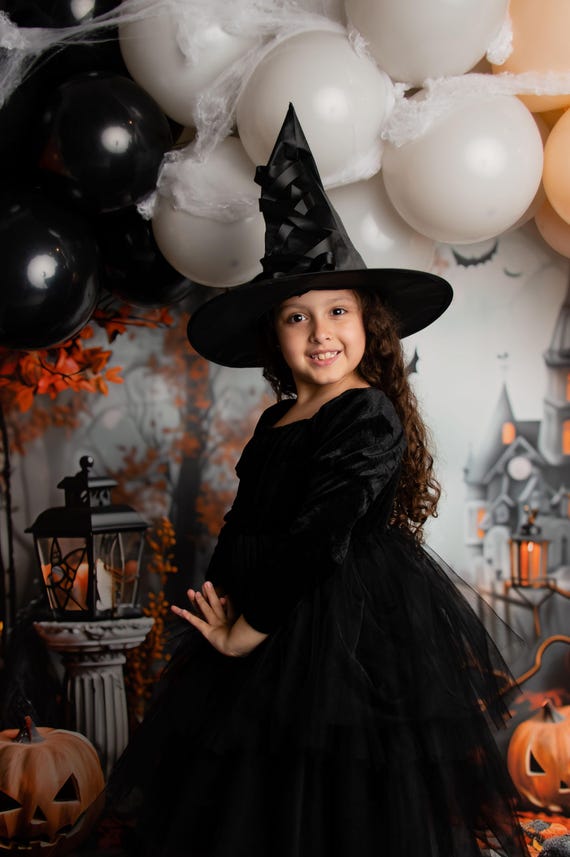 Girls Witch Costume Dress Black Tulle Halloween Outfit With Hat - Etsy Girls Witch Costume Dress Black Tulle Halloween Outfit With Hat - Etsy