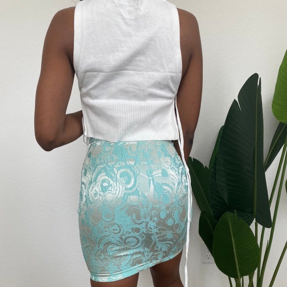 Amazing embroidered floral skirt in blue/green - image 4