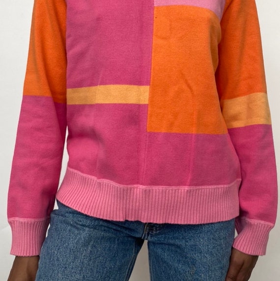 Vintage pink color block sweater - image 2