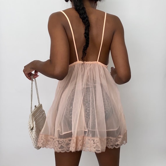 Amazing Vintage Coral Lingerie Slip Dress - image 3