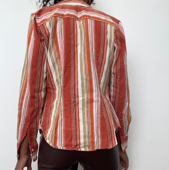 Vintage 70s striped button up blouse - image 4