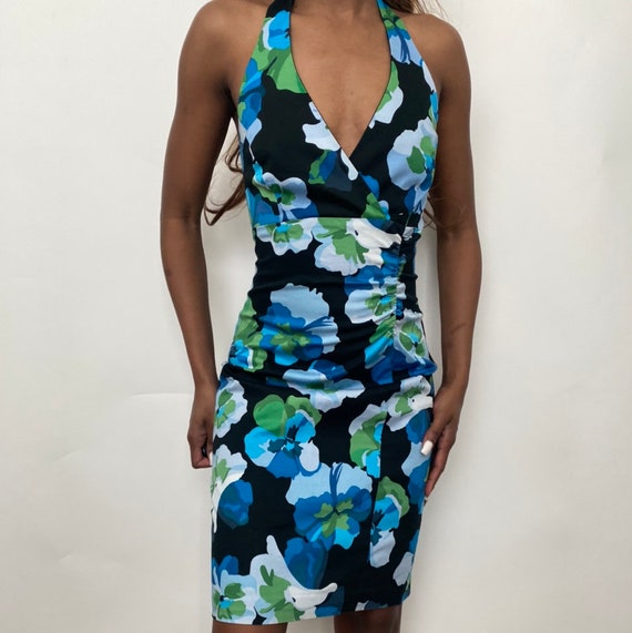 Amazing retro halter neck floral print dress - image 3