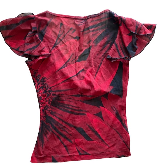 Gorgeous Vintage Red and Black Floral Blouse - image 1