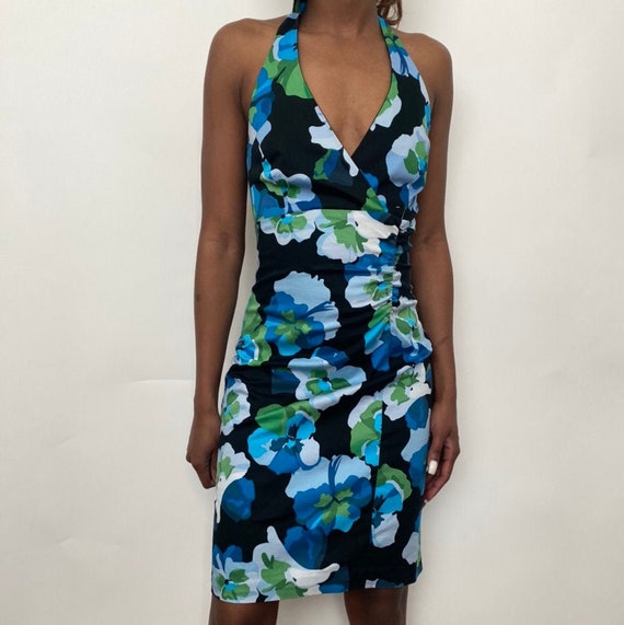 Amazing retro halter neck floral print dress - image 1