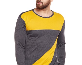 Yellow Chest Full Sleeve Round Neck T 