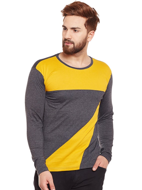 Yellow Chest Full Sleeve Round Neck T 