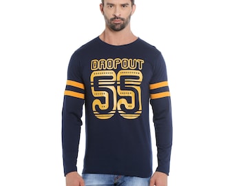 Dropout Full Sleeve Round Neck Printed T-Shirt