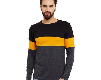 Yellow Stripe Full Sleeve Round Neck T-Shirt