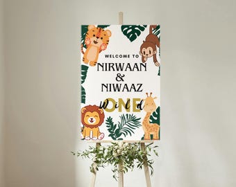 Safari Willkommensschild | Wild One Dschungel Tiere