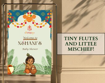 Krishna Willkommensschild | Bearbeitbare Canva Vorlage