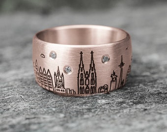 Kölner Skyline Ring Mit Drei Diamanten