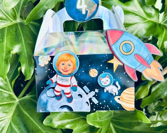 Personalized Favor Boxes: Custom Gable Boxes, 3D Customize Theme, Age, and Name