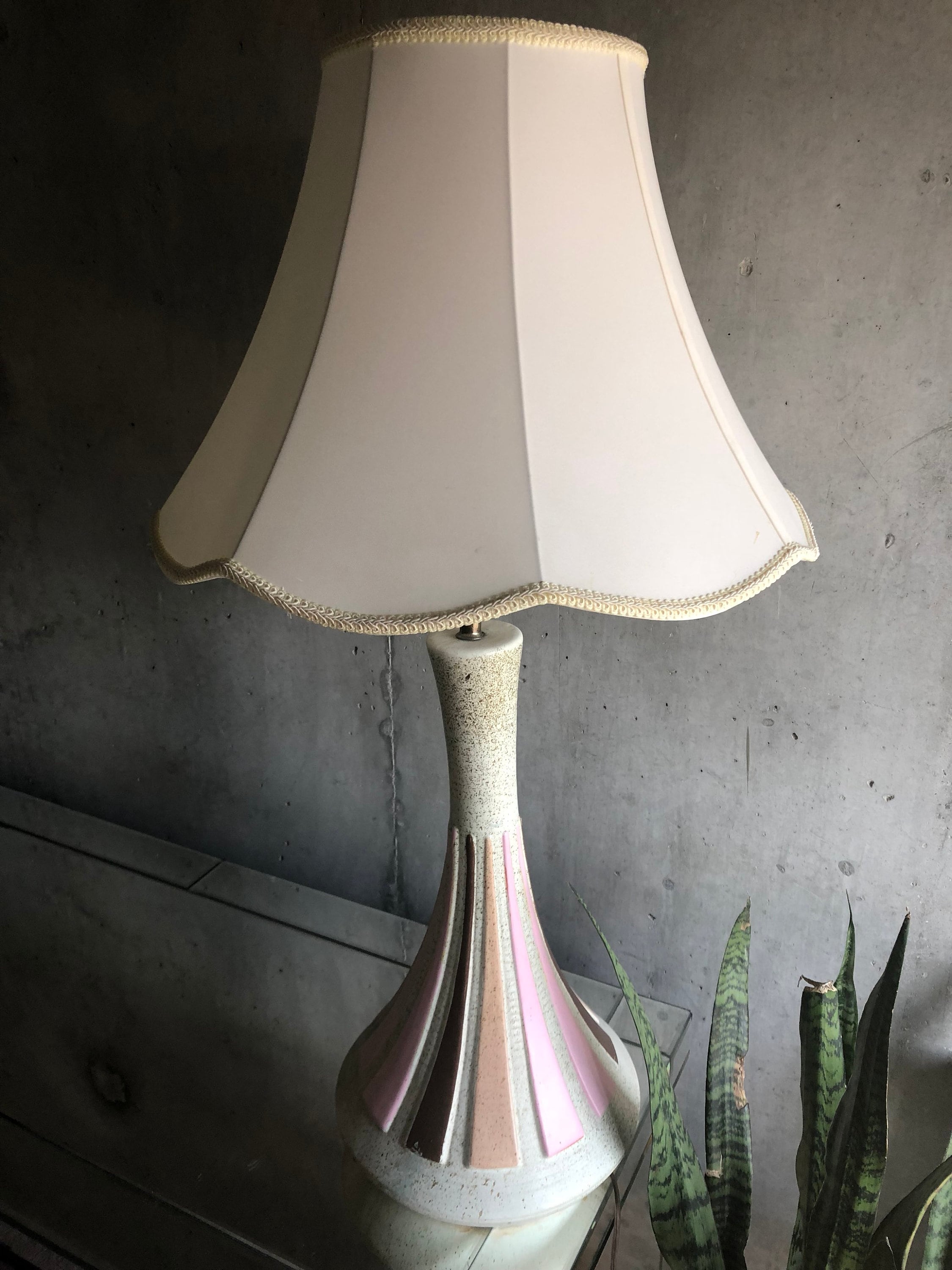 Ceramic Pink Mid Century Modern Lamp Set 2 Etsy