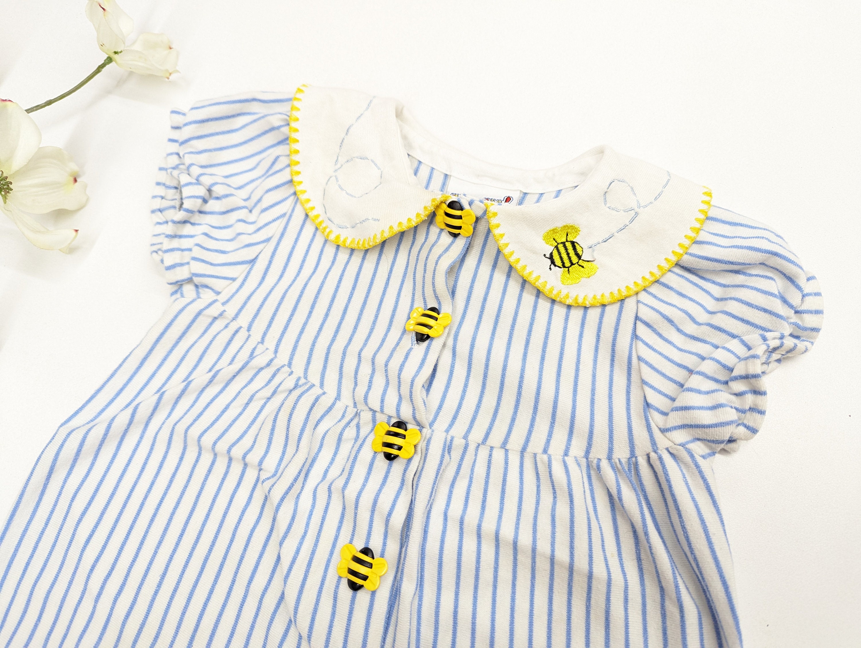 Vintage Bumble Bee Striped Infant Romper