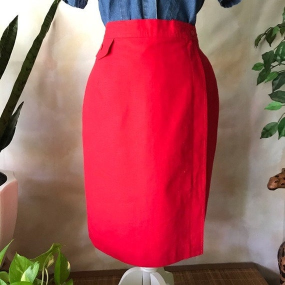 Vintage Norton McNaughton Linen Red Pencil Skirt