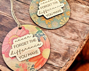 Teacher Appreciation Gift: Floral Wooden Ornament Keepsake