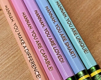 Personalized Affirmation Pencils, Affirmation Pencils, personalized pencils, back to school,  Personalized Ticonderoga