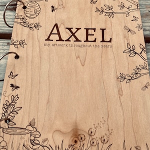 Personalized Wooden Art Organizer: Engraved Maple Keepsake Scrapbook