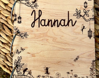 Engraved Fairy Garden Card Holder: Personalized Wood Keepsake