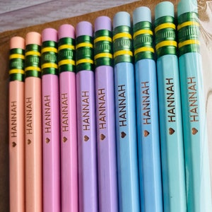 Personalized pencils, custom teacher pencils, engraved pencils, pastel pencils, personalized pencils for student, back to school gift
