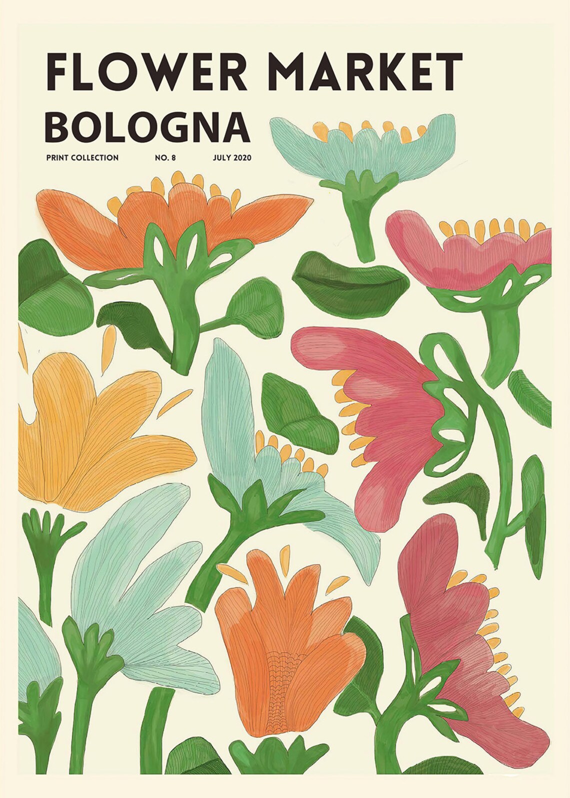 Flower Market Bologna printBotanical wall Posterwall Etsy