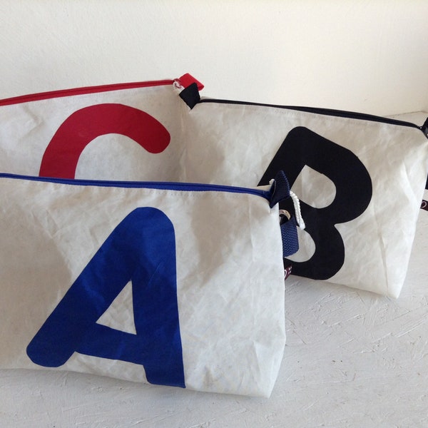 Toiletry bag sails with desired letters