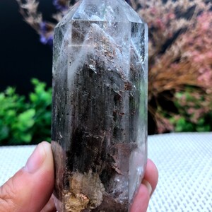 Rare Natural Large Included Garden Green Phantom Quartz Tower /Scenic Quartz Point/lodalite/energy stone/healing crystal/special gift