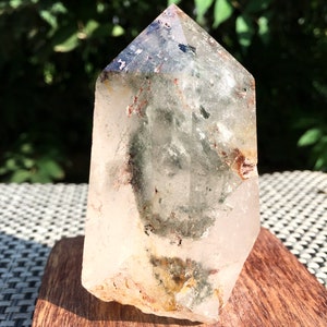Rare Natural Large Included Garden Green Phantom Quartz Tower /Scenic Quartz Point/lodalite/energy stone/healing crystal/special gift