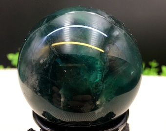 Natural Extra Large Green Fluorite Crystal Quartz Sphere/Clear Green Fluorite Ball/Healing Stone/Reiki/Chakra/Zen/Decoration/Gift for Her