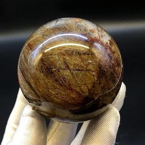 TOP Rare Golden Rutilated Quartz Crystal Sphere/Golden Threads Included Sphere/Copper Rutilated Crystal Ball/Rutilated Quartz- 56mm-240g