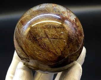 TOP Rare Golden Rutilated Quartz Crystal Sphere/Golden Threads Included Sphere/Copper Rutilated Crystal Ball/Rutilated Quartz- 56mm-240g