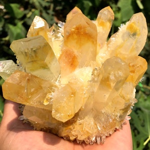 Angel Aura Quartz Himalaya Clear Abundance Quartz Cluster/White Abundance Quartz Cluster/Healing Crystal/Reiki/Meditation/self stand