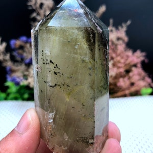 Rare Natural Large Included Garden Green Phantom Quartz Tower /Scenic Quartz Point/lodalite/energy stone/healing crystal/special gift