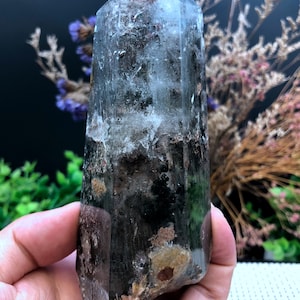 Rare Natural Large Included Garden Brown Phantom Quartz Tower /Scenic Quartz Point/lodalite/energy stone/healing crystal/special gift