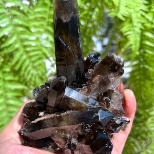 Top Large Raw black Crystal Cluster/Black Quartz Cluster/Quartz Cluster/Rough Black Abundance Crystal Plate/Healing Crystal/Energy