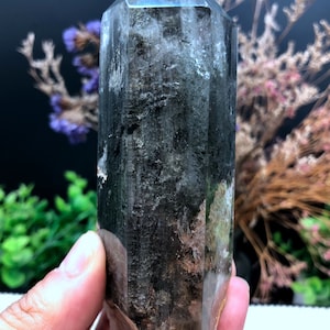 Rare Natural Large Included Garden Green Phantom Quartz Tower /Scenic Quartz Point/lodalite/energy stone/healing crystal/special gift