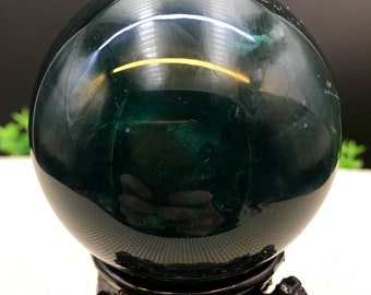 Natural Extra Large Green Fluorite Crystal Quartz Sphere/Clear Green Fluorite Ball/Healing Stone/Reiki/Chakra/Zen/Decoration/Gift for Her